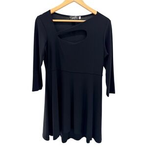 Sympli Black Tunic Dress 10 Asymmetric Cutout Lagenlook Whimsigoth Jersey